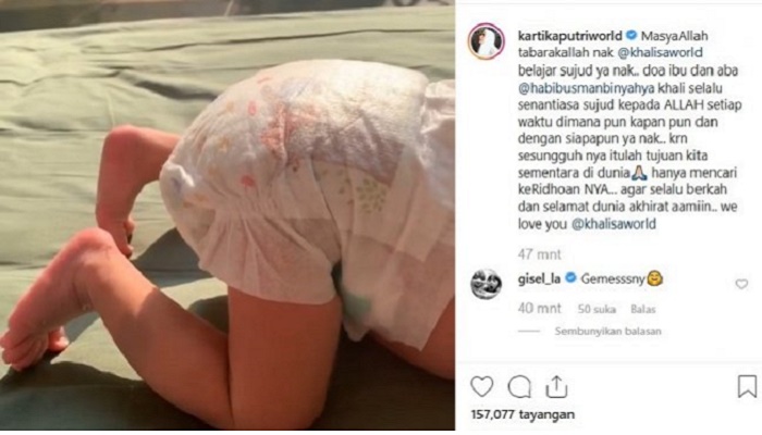 Takjub! Baru Berumur Seminggu, Bayi Kartika Putri Sudah Bisa Sujud