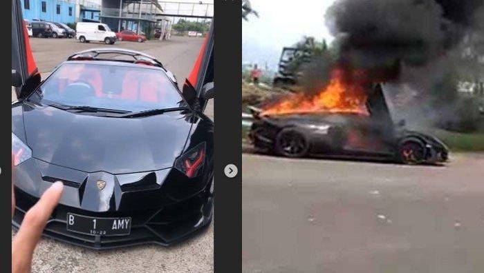 Mobil Mewah Raffi Terbakar (foto: tribunnews)