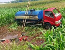 Truk Tangki Muatan Pupuk Cair Terguling di Persawahan Probolinggo, Sopir Tewas