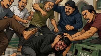 Diduga Curi Kotak Amal Masjid di Pasuruan, Pria Tak Beridentitas Dihajar Warga